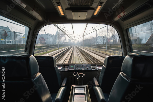 View from a cab of shinkansen bullet train, generative AI © MVProductions