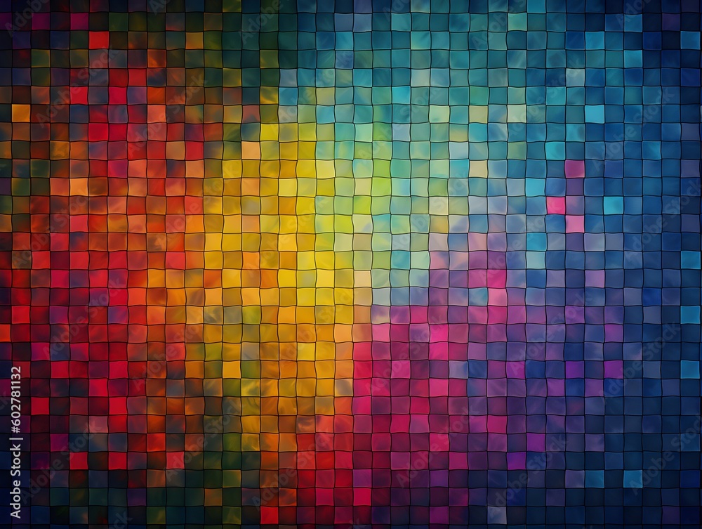 Vibrant Mosaic Effect Created by Grid of Small, Solid-Colored Squares, AI Generated Background Vibrant Mosaic Effect Created by Grid of Small, Solid-Colored Squares, AI Generated Background