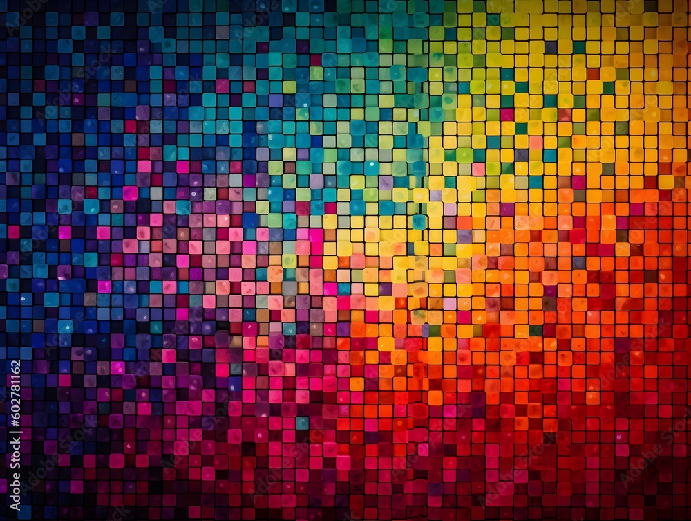 Vibrant Mosaic Effect Created by Grid of Small, Solid-Colored Squares, AI Generated Background Vibrant Mosaic Effect Created by Grid of Small, Solid-Colored Squares, AI Generated Background