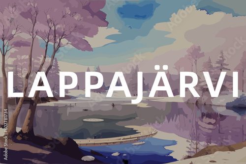Lappajärvi: Beautiful painting of an Finnish village with the name Lappajärvi in Etelä-Pohjanmaa