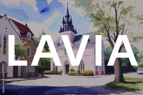 Lavia: Beautiful painting of an Finnish village with the name Lavia in Satakunta photo