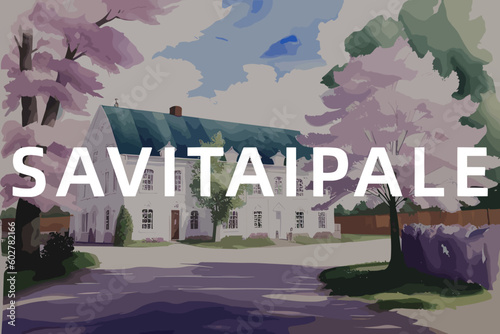 Savitaipale: Beautiful painting of an Finnish village with the name Savitaipale in Etelä-Karjala