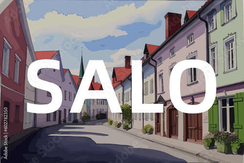 Salo: Beautiful painting of an Finnish village with the name Salo in Varsinais-Suomi