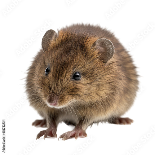 Field vole Top-view, white background, animal, rodent, isolated