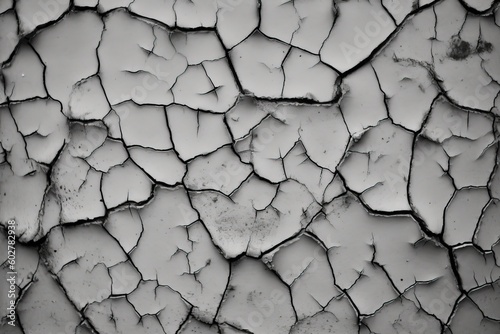 weathered and cracked surface with peeling white paint Generative AI