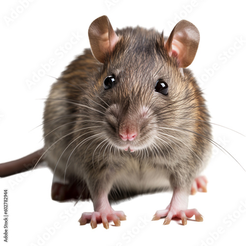 Brown rat, isolated background, 