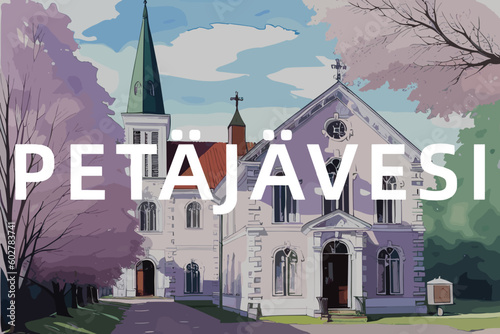 Petäjävesi: Beautiful painting of an Finnish village with the name Petäjävesi in Keski-Suomi