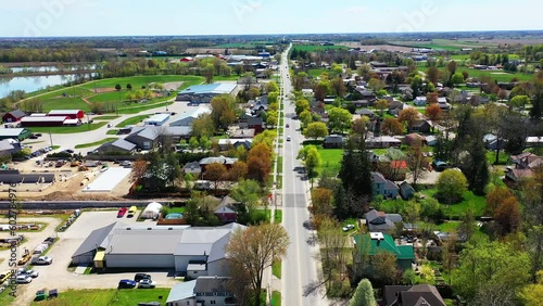 Aerial view of Norwich, Ontario, Canada in spring 4K
