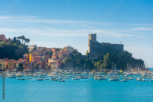 View of the seaside town of Lerici in Liguria, Italy