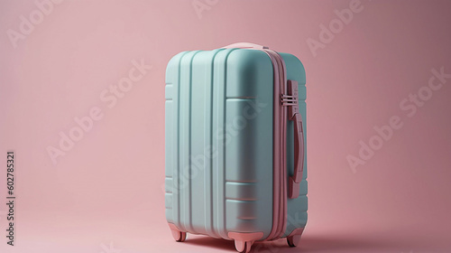 Isolated image of a suitcase, pastel tones. Generative AI.