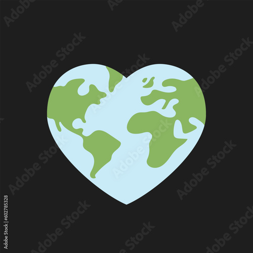 Heart shaped earth. Environment care. Save and love the planet.