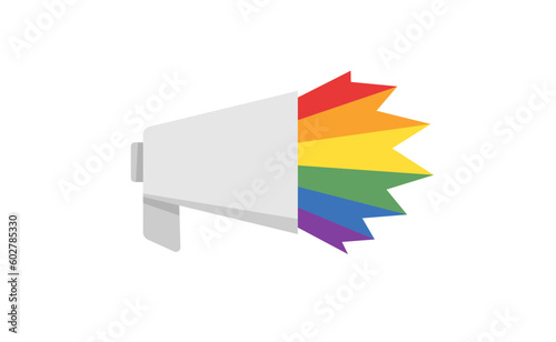 LGBT megaphone with rainbow. Pride month voice speaker. Diversity representation.