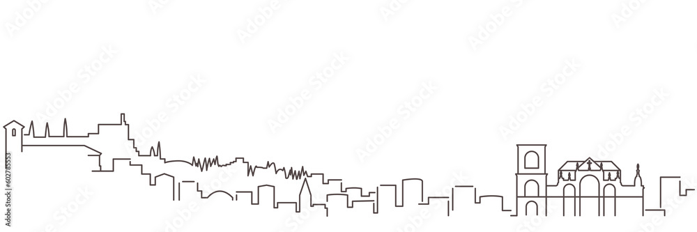 Naklejka premium Granada Dark Line Simple Minimalist Skyline With White Background