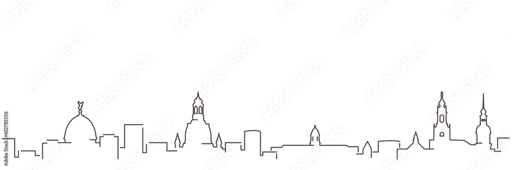 Dresden Dark Line Simple Minimalist Skyline With White Background