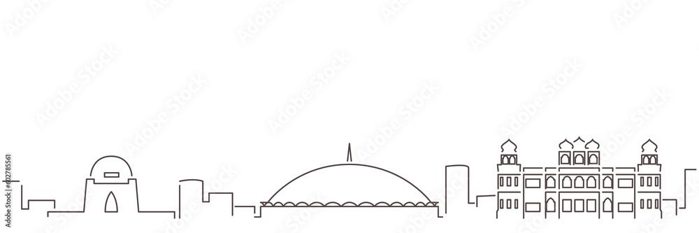 Karachi Dark Line Simple Minimalist Skyline With White Background