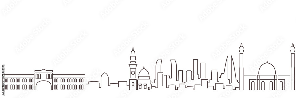 Bahrain Dark Line Simple Minimalist Skyline With White Background