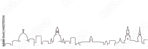 Dresden Dark Line Simple Minimalist Skyline With White Background