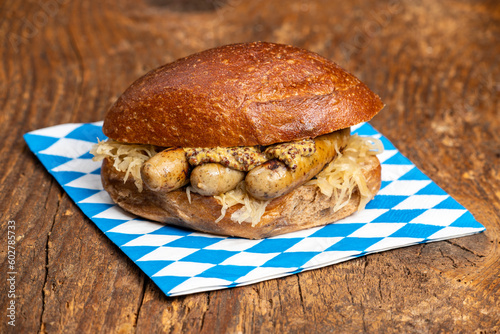 grilled sausages in a bun