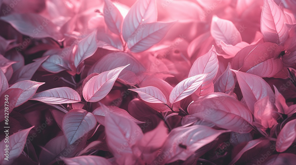Pink Leaves Bundle Background with Pastel Aesthetic - Generative AI