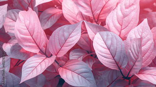 Pink Leaves Bundle Background with Pastel Aesthetic - Generative AI