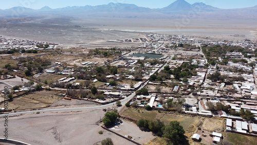 Visão da cidade de San Pedro do Atacama captada do alto por um drone em 2022. photo