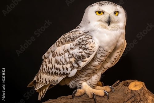 majestic white owl perched on a tree branch Generative AI