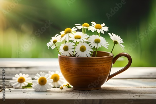 daisies in a cup