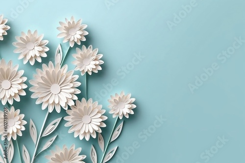 Daisy Flowers on plain pastel color background. Generative Ai