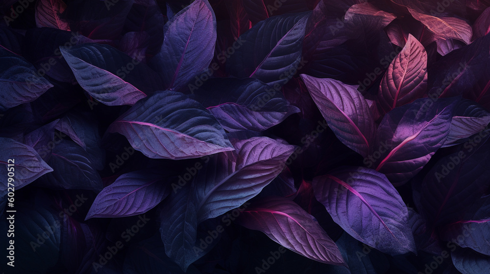Dark Purple Leaves Bundle Background - Generative AI