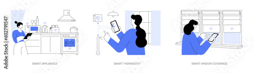 IoT home technology abstract concept vector illustrations.
