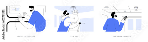 Smart home sensors abstract concept vector illustrations.