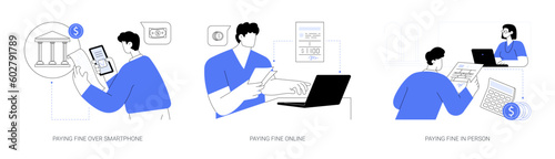 Paying fines abstract concept vector illustrations.