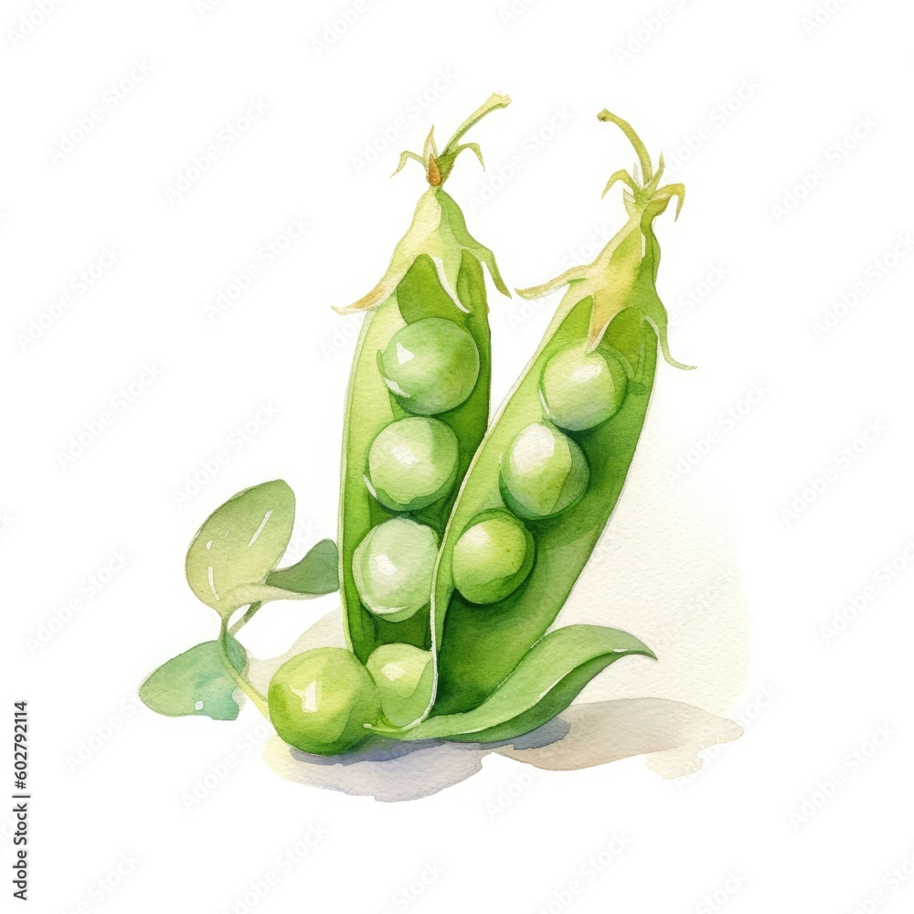 green peas in a pod isolated on a white background, generative ai - obrazy, fototapety, plakaty 