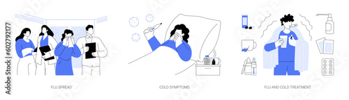 Infectious respiratory disease abstract concept vector illustrations.