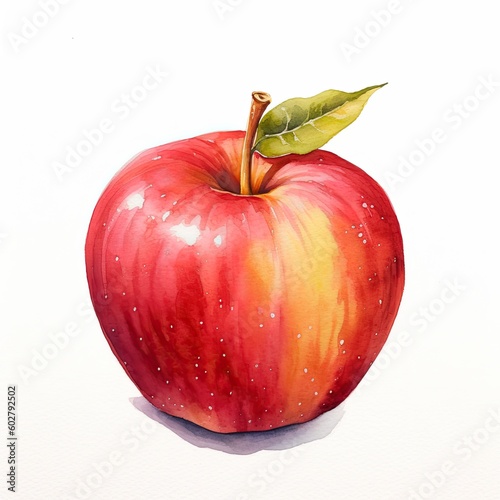 Watercolor honeycrisp apple  isolated on a white background - Generative AI