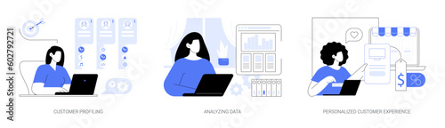 AI in marketing abstract concept vector illustrations.