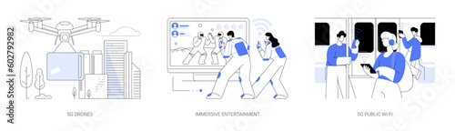 5G use cases abstract concept vector illustrations.