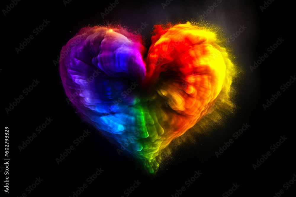 Rainbow heart. Rainbow paint splash. Lgbtq+ community concept. Ai illustration, Generative AI, artificial intelligence artwork Rainbow heart. Rainbow paint splash. Lgbtq+ community concept. Ai illustration, Generative AI, artificial intelligence artwork