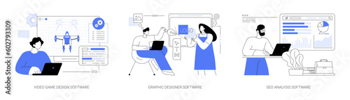 Professional software abstract concept vector illustrations.