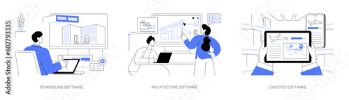 Software for specialists abstract concept vector illustrations.