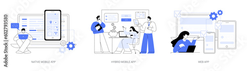 Mobile apps abstract concept vector illustrations.