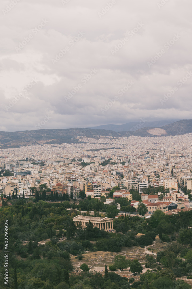 Athens in the middle of the green seen from above 