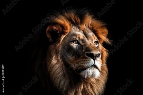 Wallpaper Mural majestic lion in close-up view against a black background Generative AI Torontodigital.ca