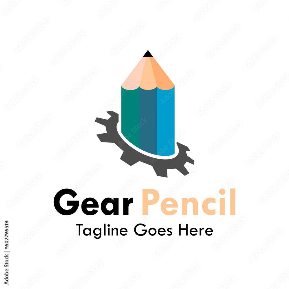 Obraz premium Gear pencil design logo template illustration