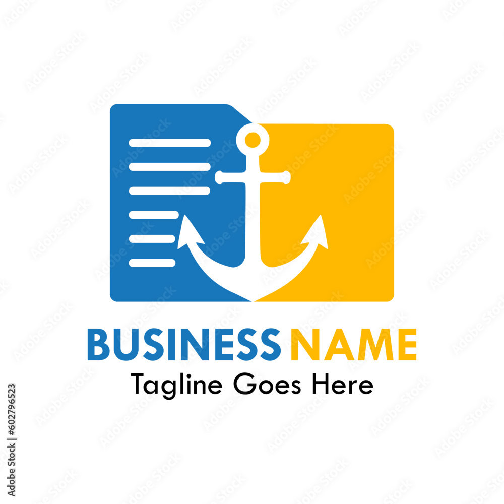 Anchor , documen and folder design logo template illustration Anchor , documen and folder design logo template illustration