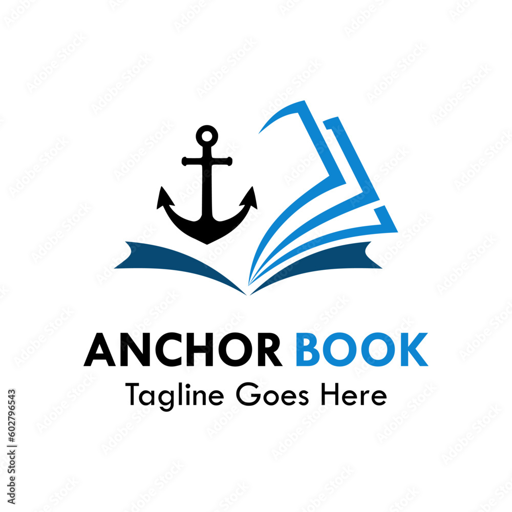 Anchor and book design logo template illustration Anchor and book design logo template illustration