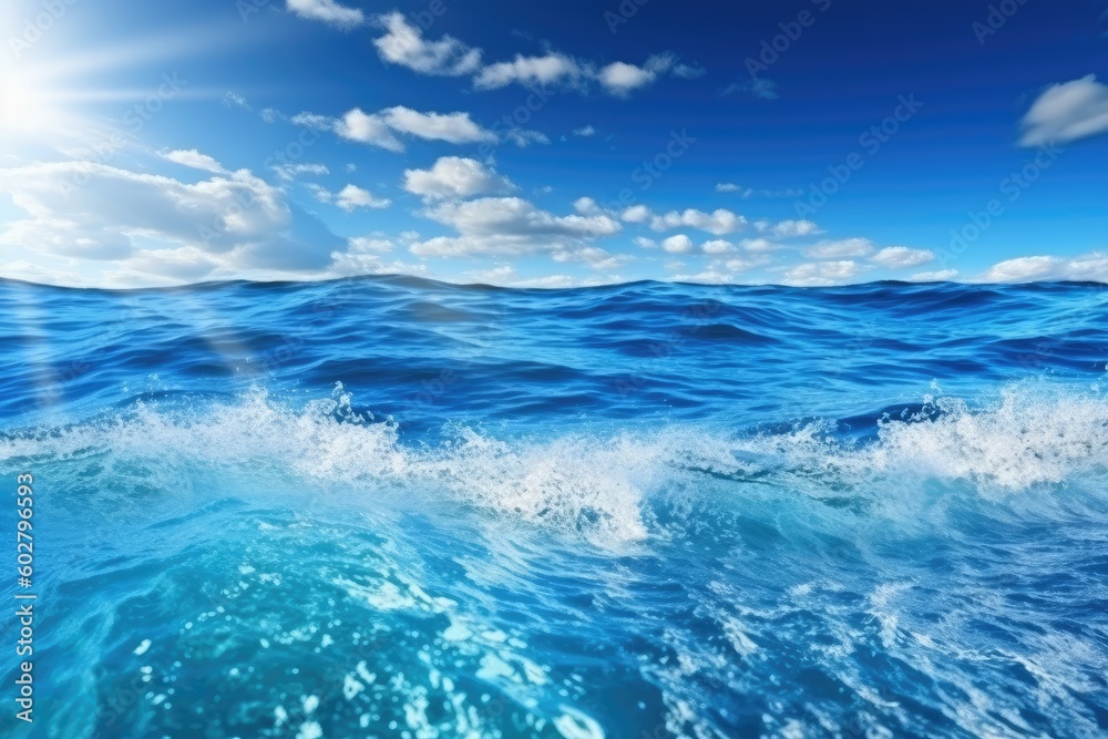 bright day at the beach with the sun reflecting on the ocean water Generative AI bright day at the beach with the sun reflecting on the ocean water Generative AI