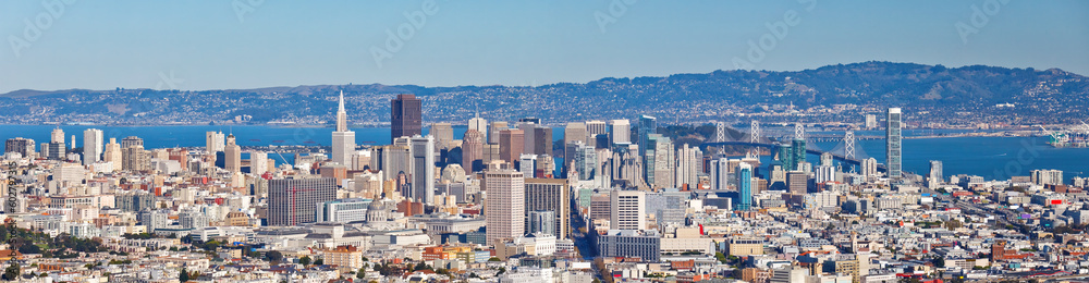 Panoramic cityscape of San Francisco at sunny day, San Francisco, USA