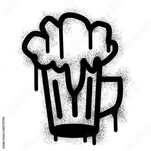 Beer icon graffiti with black spray paint