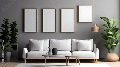 Minimalist Interior of modern interior desige 3D rendering, generative ai
